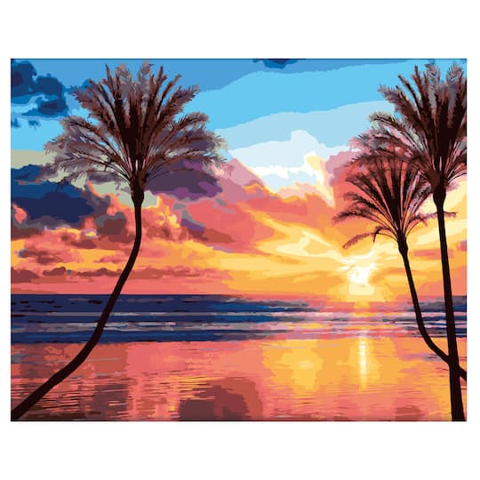 Beach Sunset With Palm Trees Paint By Number Kit By Artist S Loft